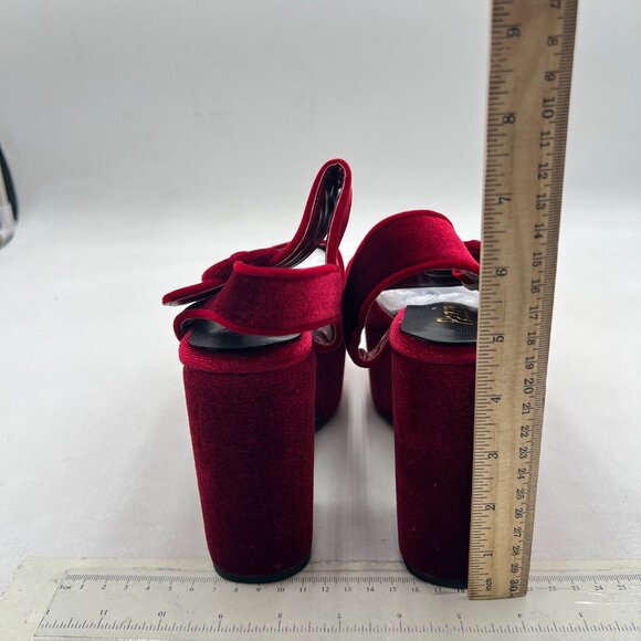 Pazzion Wine Chunky High Heel Platform Sandals Open Toe Ankle Strap Buckle Shoes - Picture 5 of 8